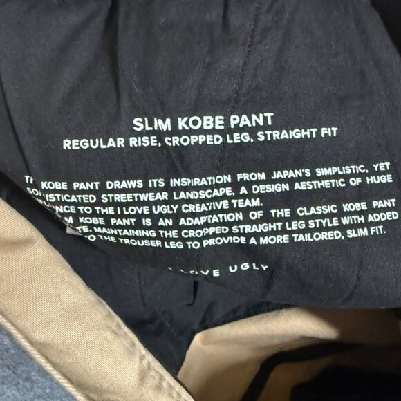 I Love Ugly Slim Kobe Chino Pants Cropped Beige Tan Sz Medium 32x26 Casual Work - Picture 8 of 14
